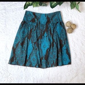 Dana Buchman Embroidered Lined Skirt Brown & Blue Size 8 EUC